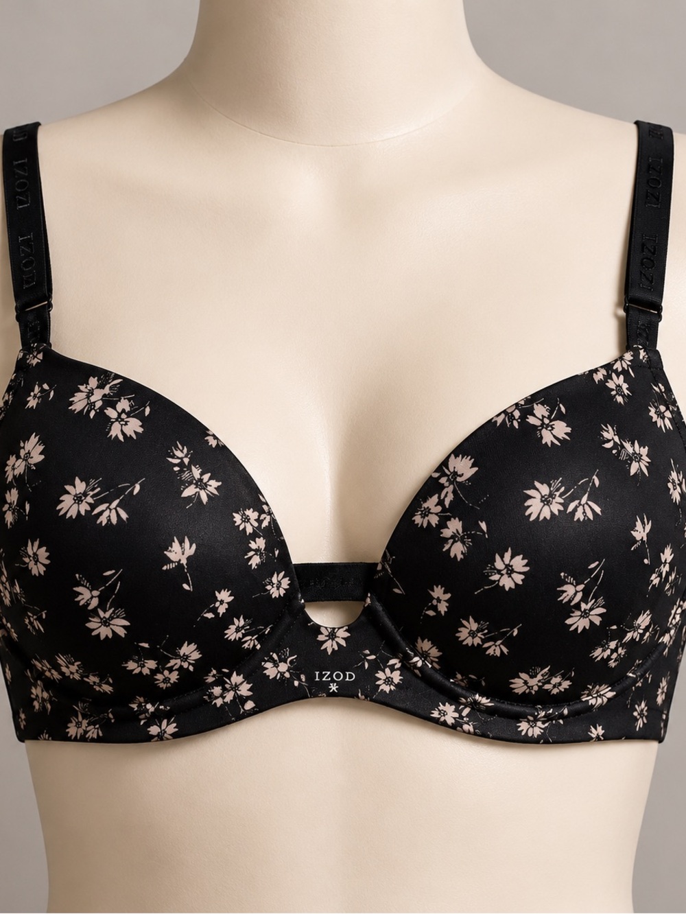 IZOD 40D Padded Underwire Demi Bra Wide Supportive Band